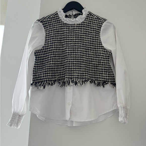 Zara Contrast Tweed Top - Picture 6 of 10